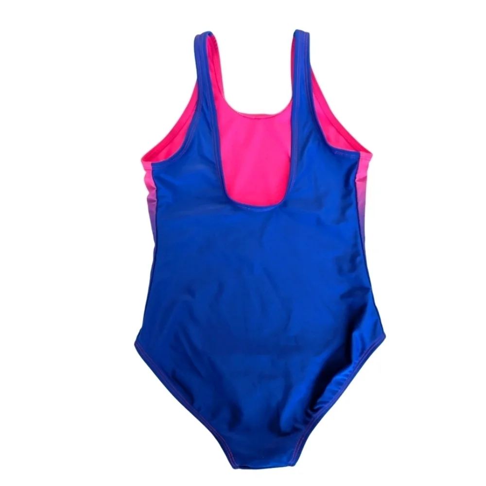 Cat & Jack Girls  Pink and Blue Swimsuit Sequin Heart Size 7-8